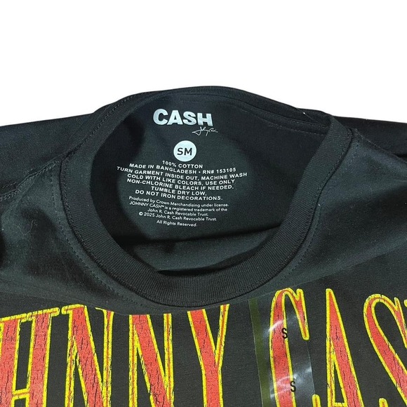 Johnny Cash black cotton t-shirt Size S - Picture 3 of 4